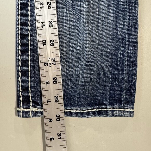 Rock Revival Jeans Womens 27 Blue Esther Cuff Straight Stretch Distressed Denim - Picture 7 of 13